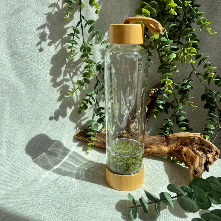 Peridot Crystal Glass Water Bottle