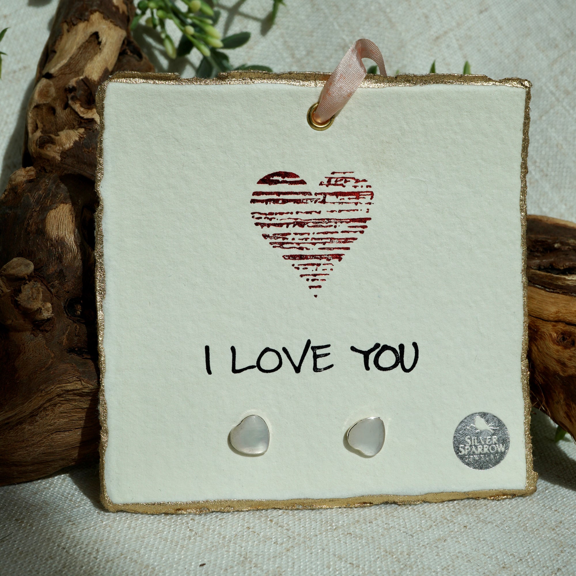 I Love You – White Moonstone Heart Earrings
