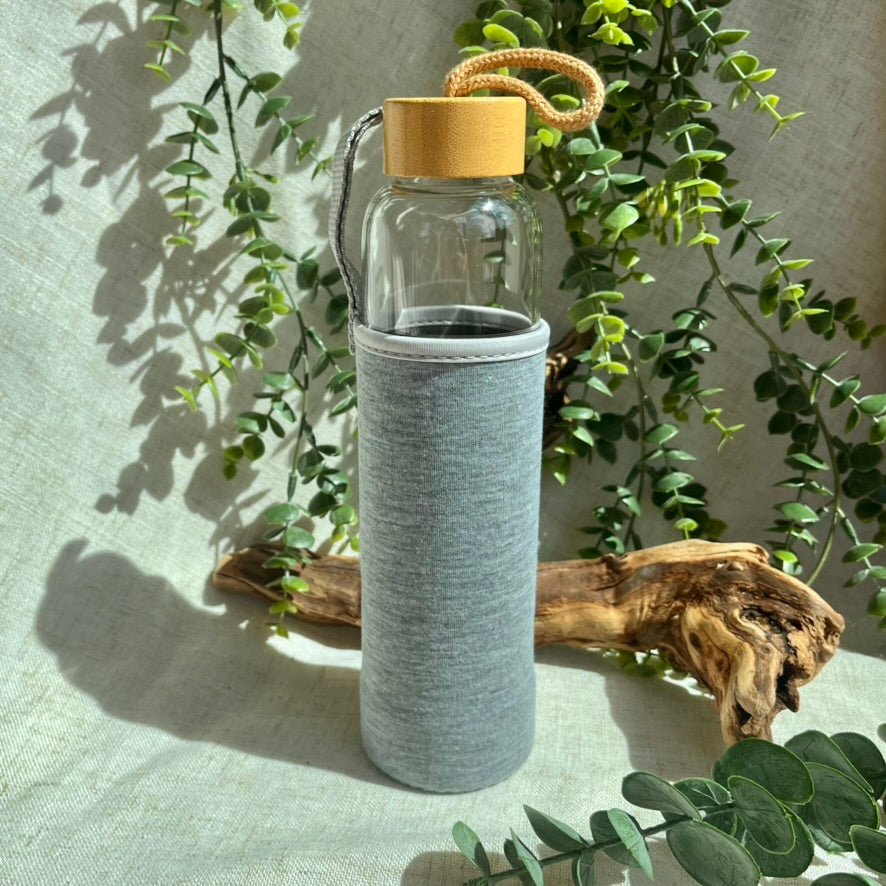 Aquamarine Crystal Glass Water Bottle