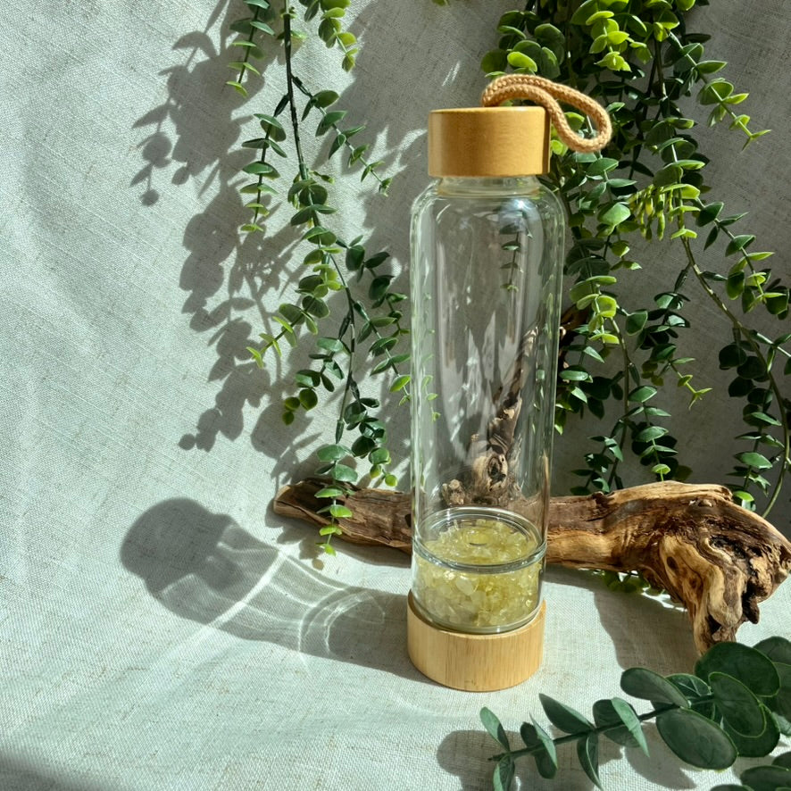 Citrine Crystal Glass Water Bottle