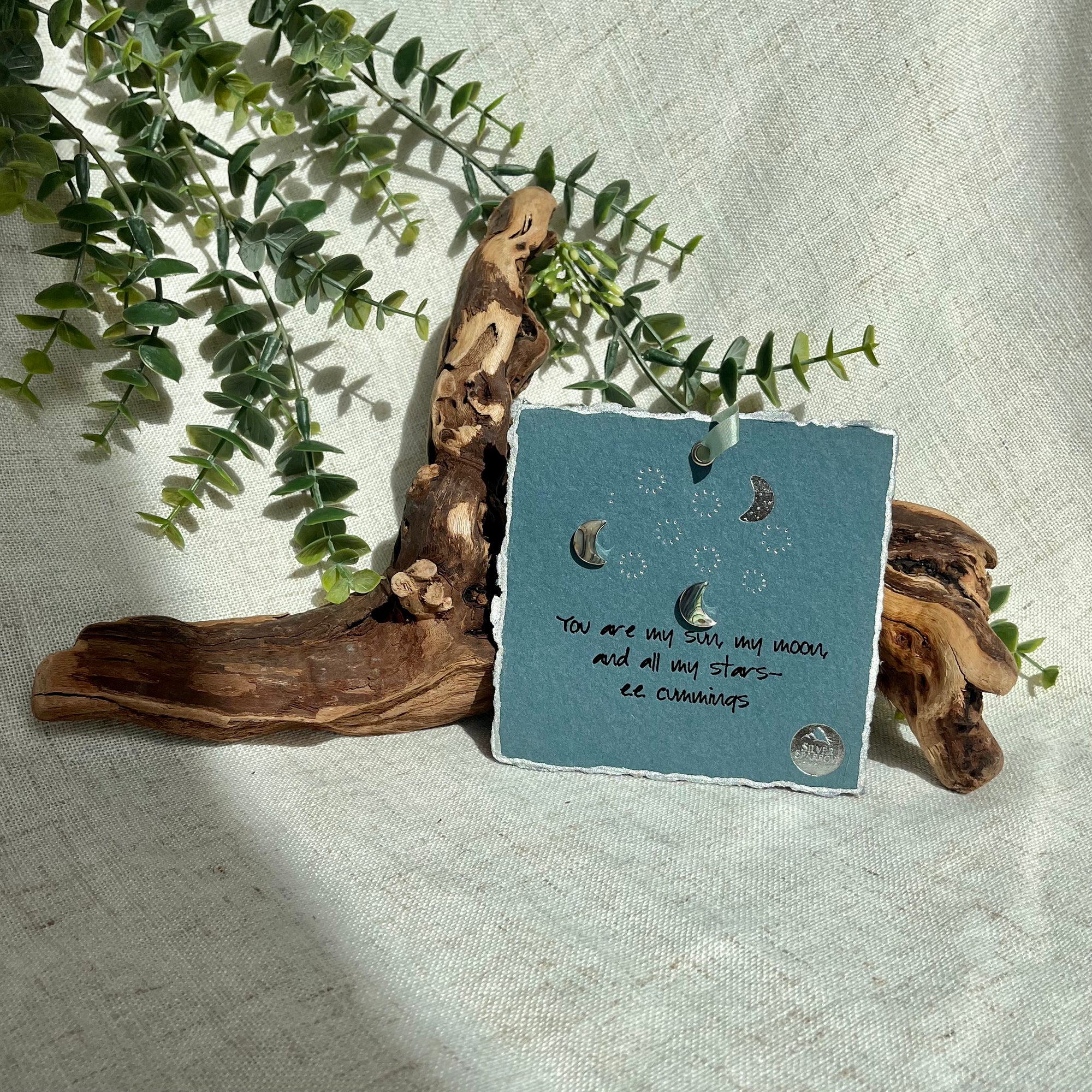 You Are My Sun, Moon &amp; Stars – Sterling Silver Moon Earrings