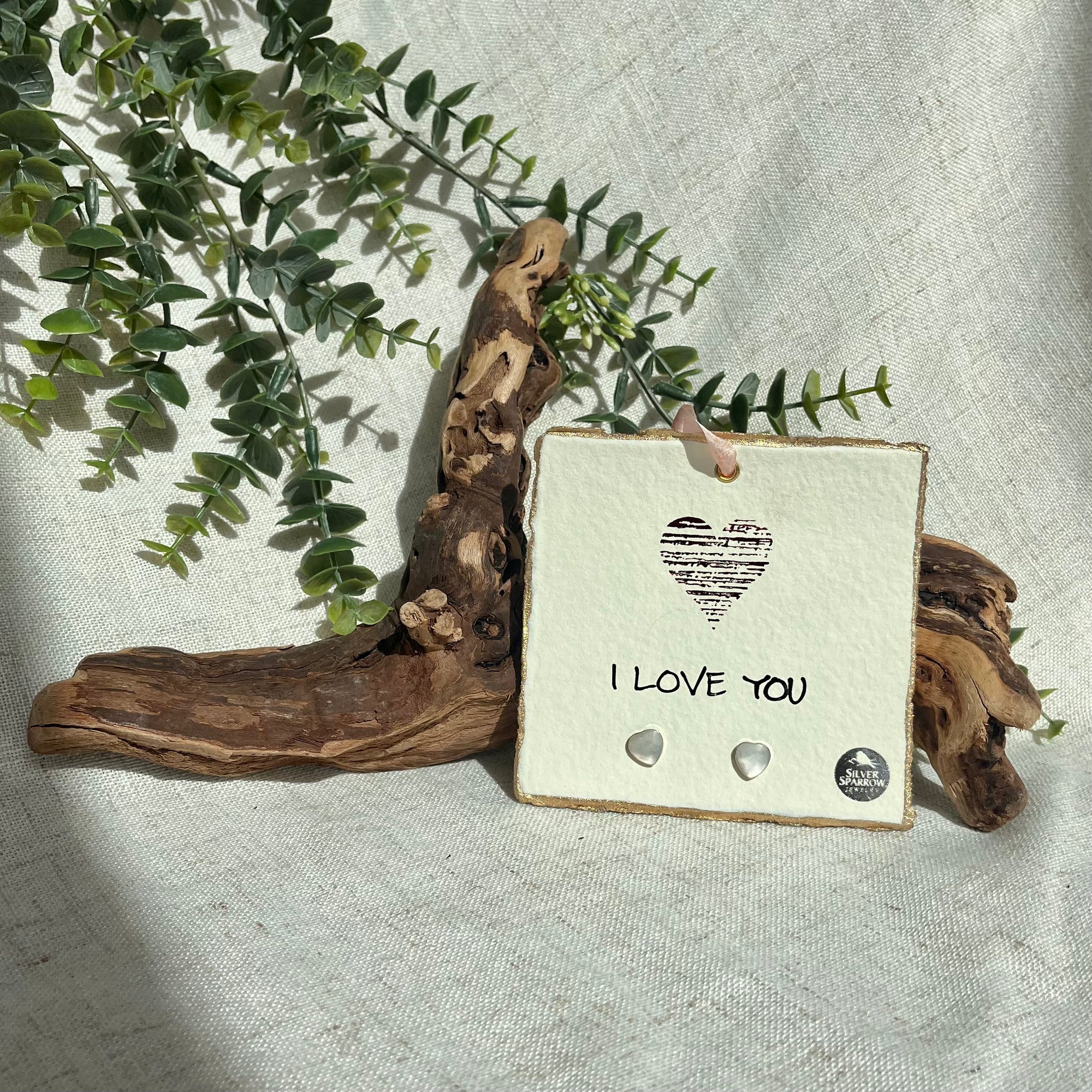 I Love You – White Moonstone Heart Earrings