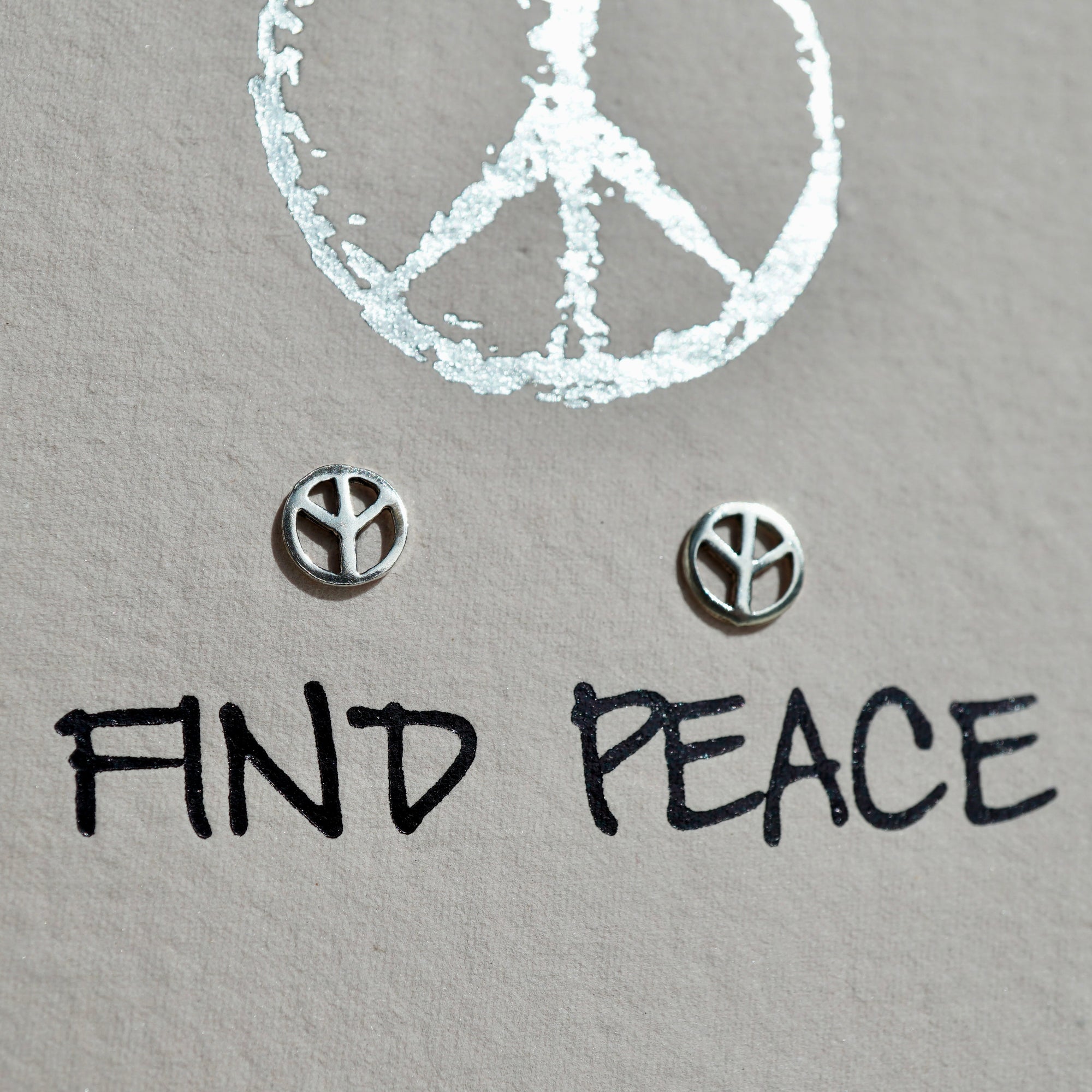 Find Peace – Sterling Silver Peace Sign Earrings