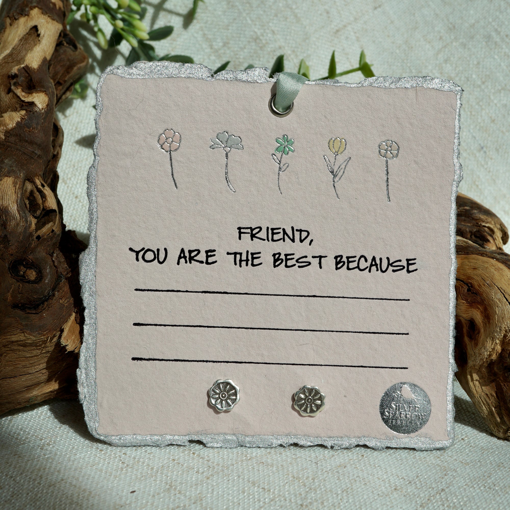 Friend, You Are the Best Because… – Sterling Silver Flower Earrings