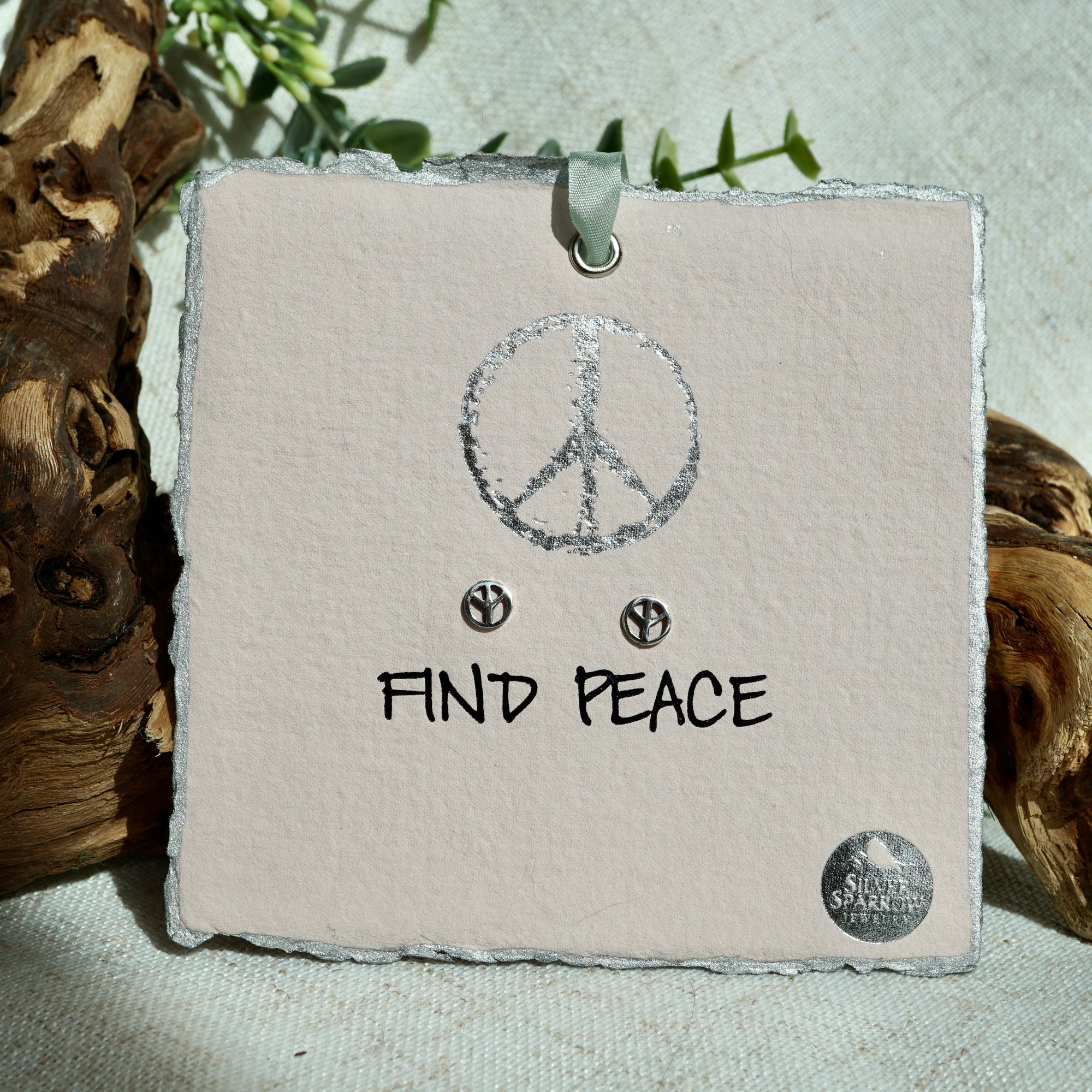 Find Peace – Sterling Silver Peace Sign Earrings